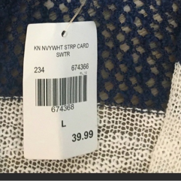 Retro Threads Navy/White Stripe Cardigan L - NEW - Picture 3 of 6